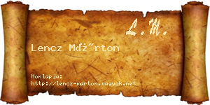 Lencz Márton névjegykártya